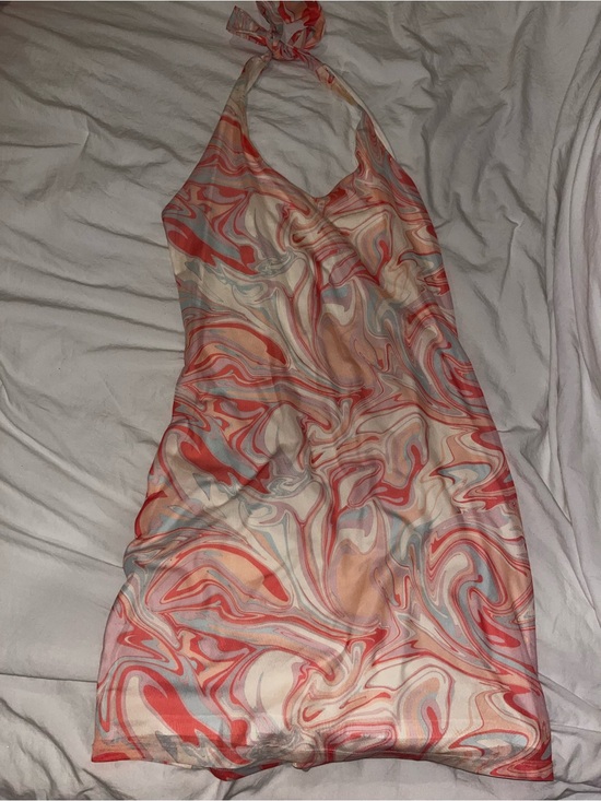 SO Dresses & Skirts - SO Coral-Pink Marble Halter Mini Dress